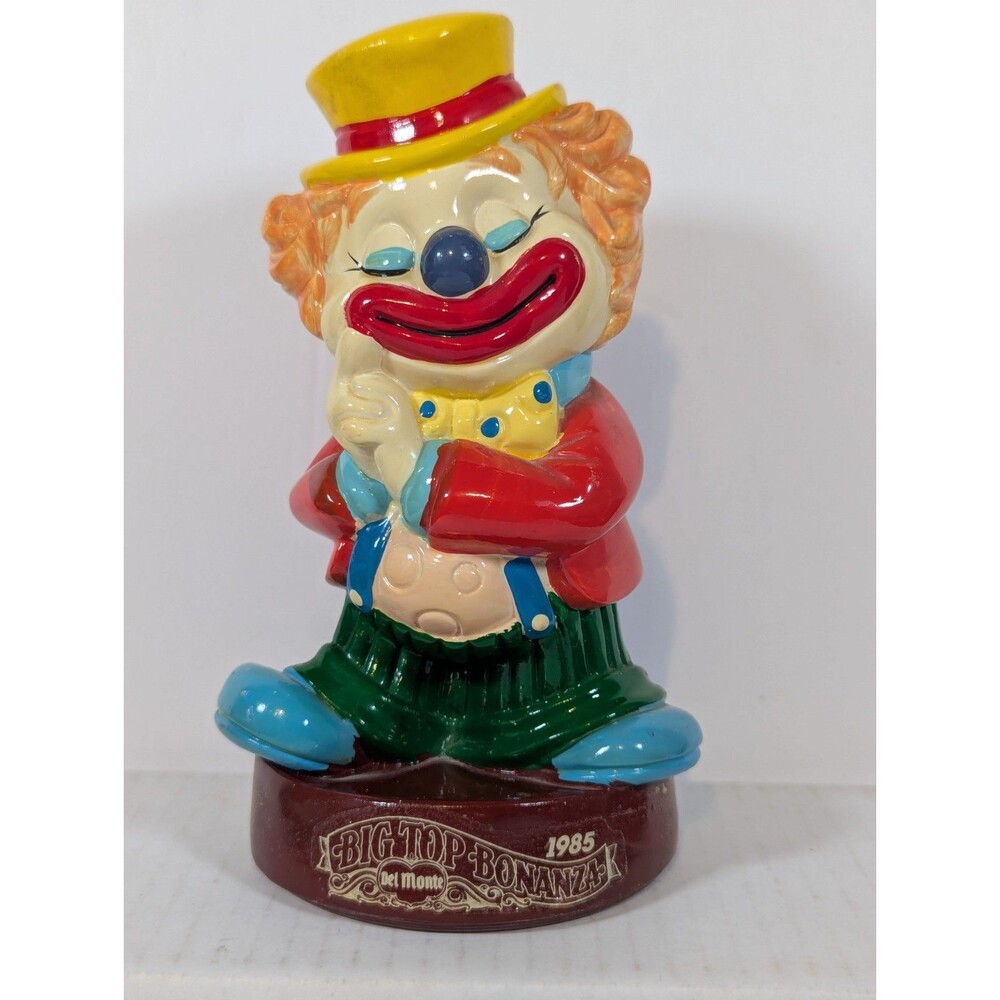 "Big Top Bonanza Del Monte" Clown Piggy Bank Figurine Plastic Circa 1985 7"